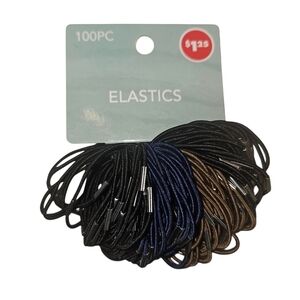 Hair Elastics | Black, Blue, & Brown | 100 Pack